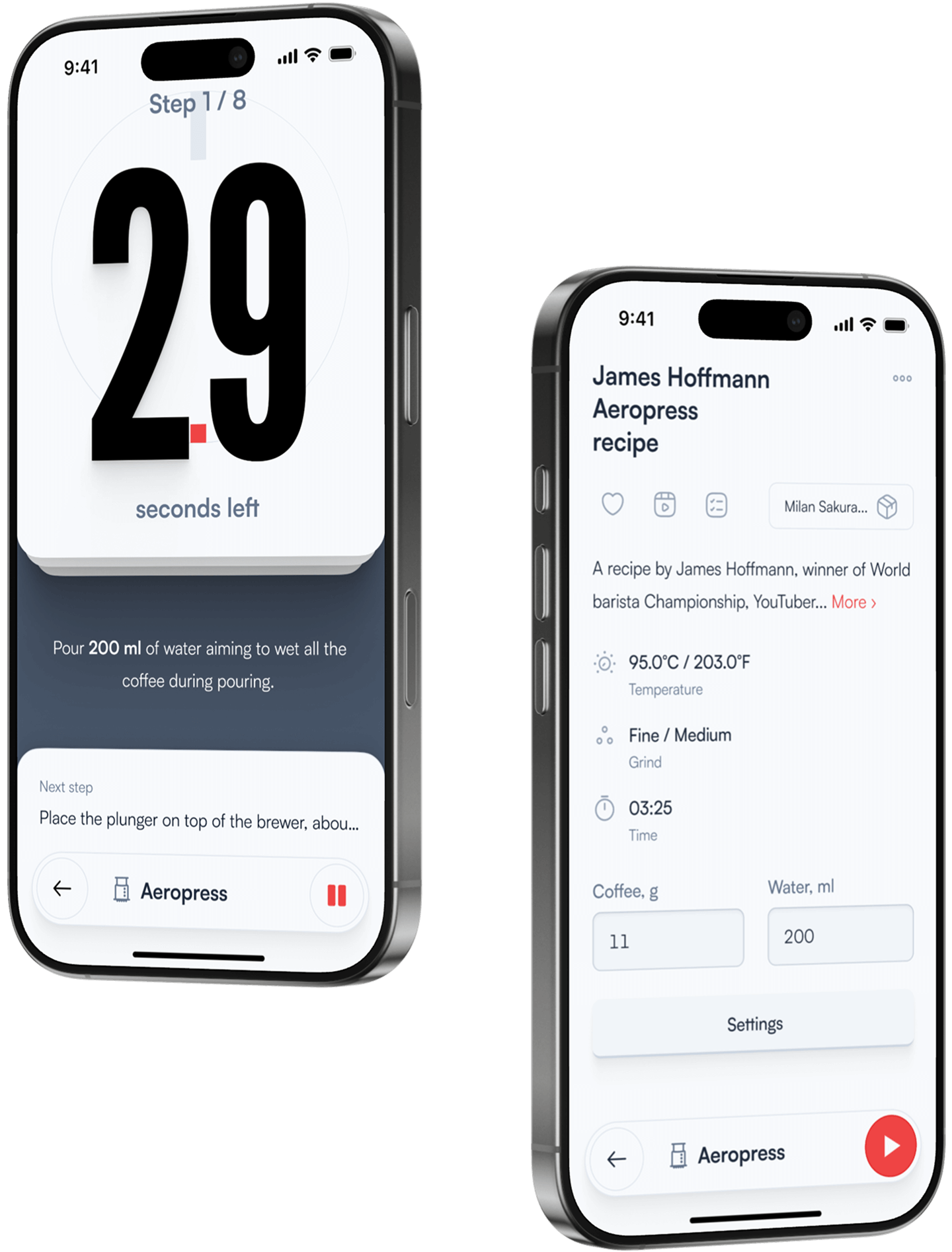 Concept for a coffee timer app
